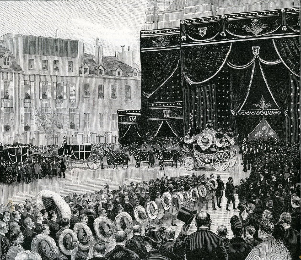 Chegada da Procissão Fúnebre de Marguerite Boucicaut na Igreja de Saint-Thomas dAquin em Paris, 1887 de Paul Destez