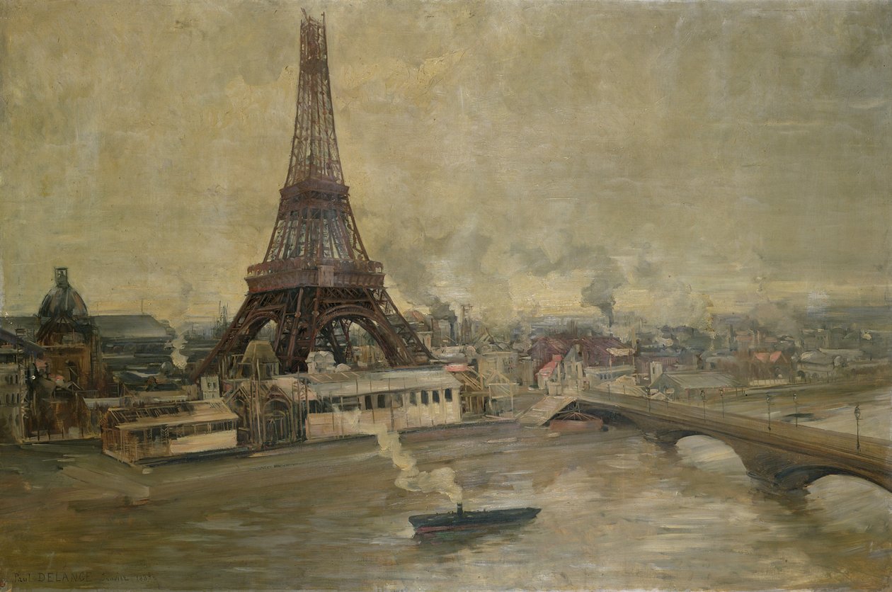 A construção da Torre Eiffel, janeiro de 1889 de Paul Louis Delance