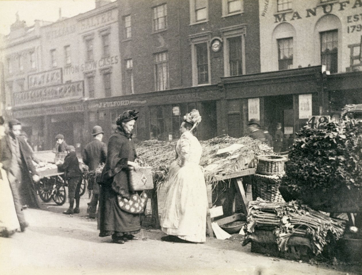 Comerciantes de rua em Londres, The New Cut, 1893 de Paul Martin