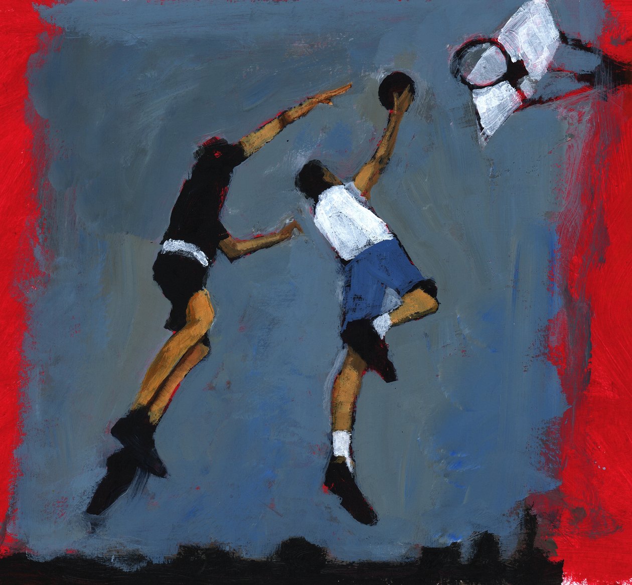 Jogadores de basquete, 2009 (acrílico a bordo) de Paul Powis