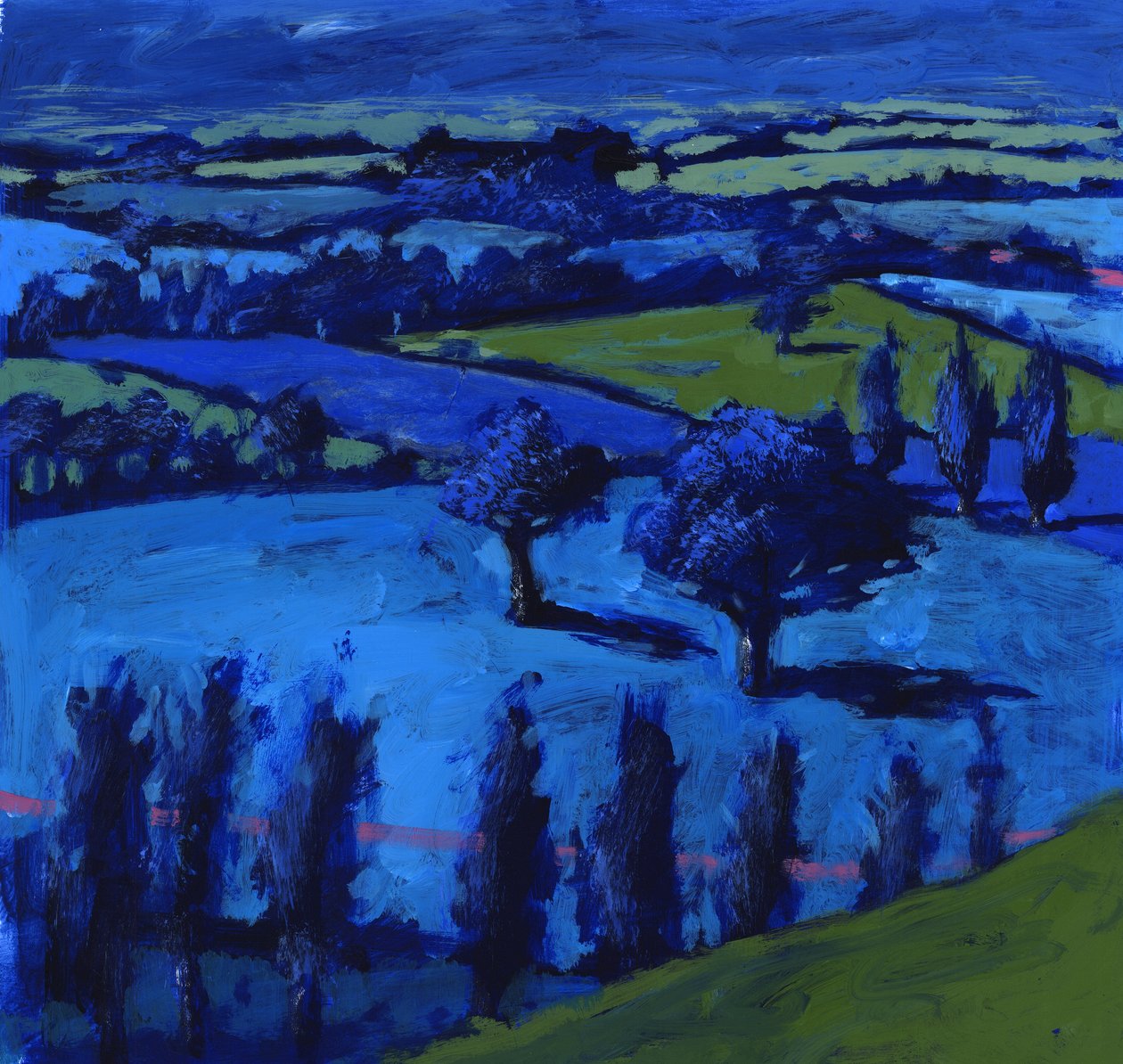 Paisagem azul, 2009 (acrílico a bordo) de Paul Powis