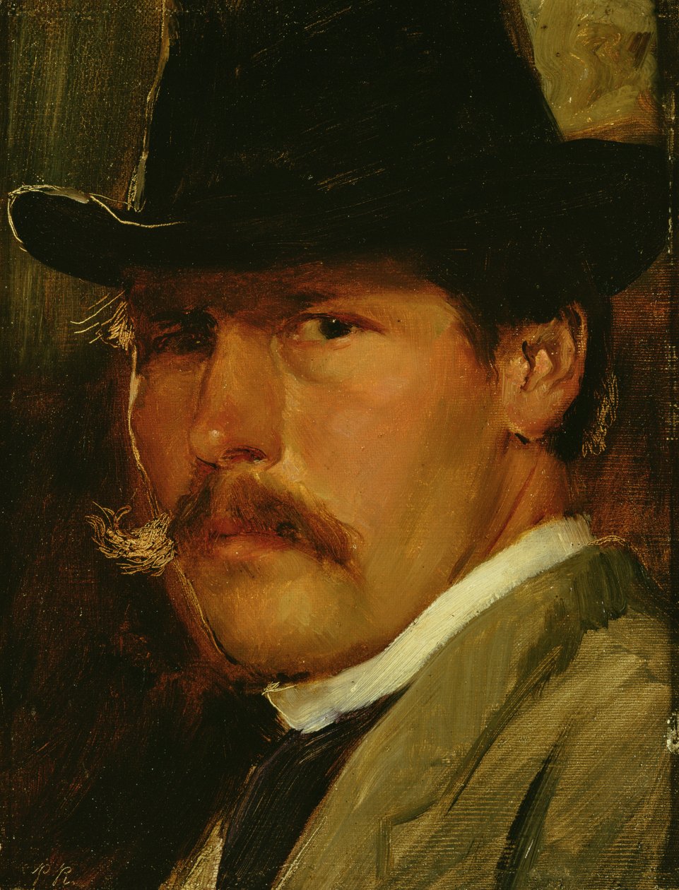 Auto-retrato em um chapéu, 1900 de Paul Raud