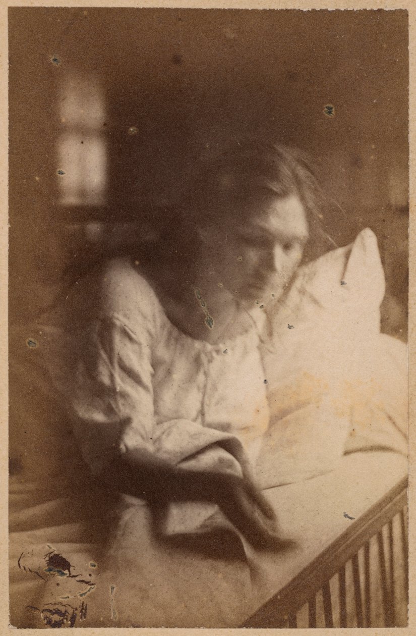 Epilepsia histérica, ataque, fase terminal, delírio melancólico, ilustração de &39;Iconographie Photographique de La Salpetriere&39; por Bourneville et P. Regnard, placa XXI, Paris, 1876 (albumen print de Paul Regnard