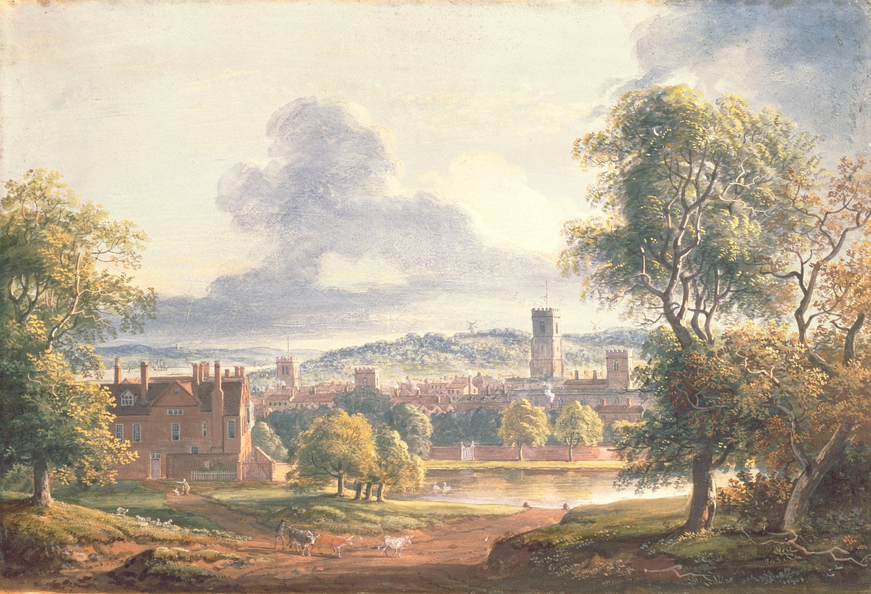 Uma vista de Ipswich (wc, guache no papel) de Paul Sandby