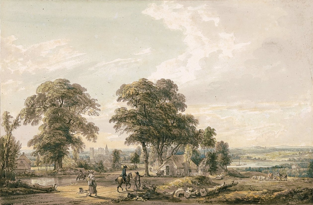 Aproximando Rochester e o Medway de Paul Sandby