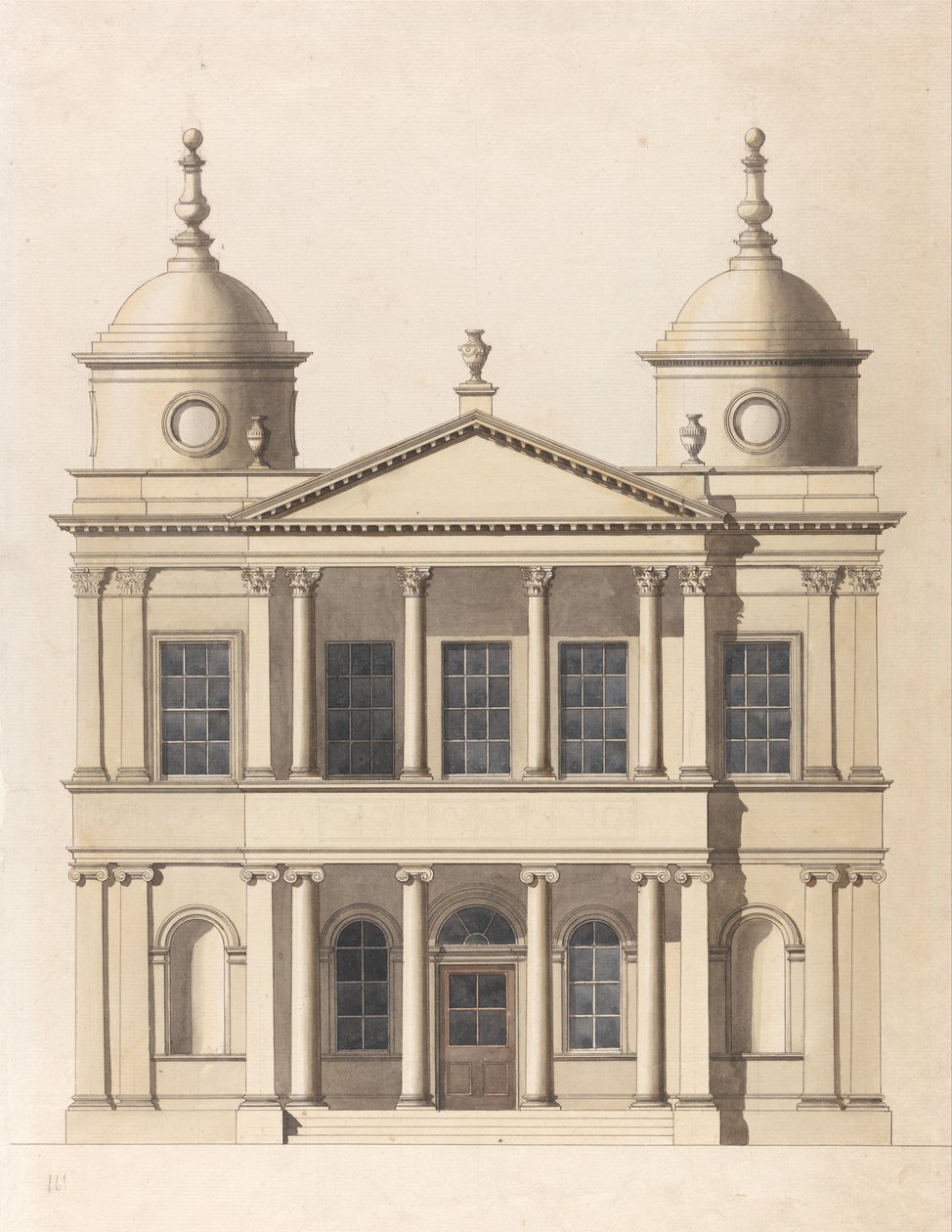 Design para uma igreja. Elevação da Frente Ocidental de Paul Sandby