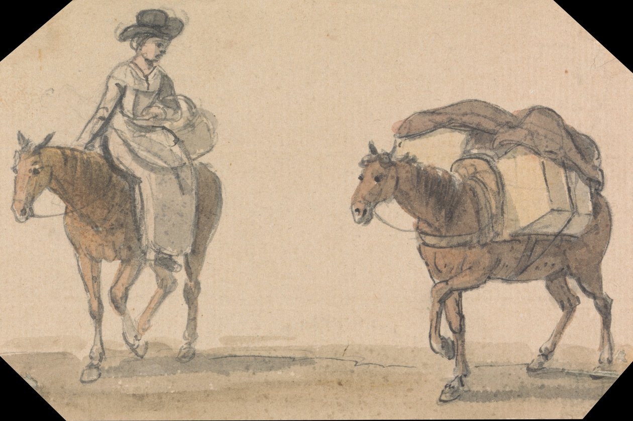Menina, com, packhorse de Paul Sandby
