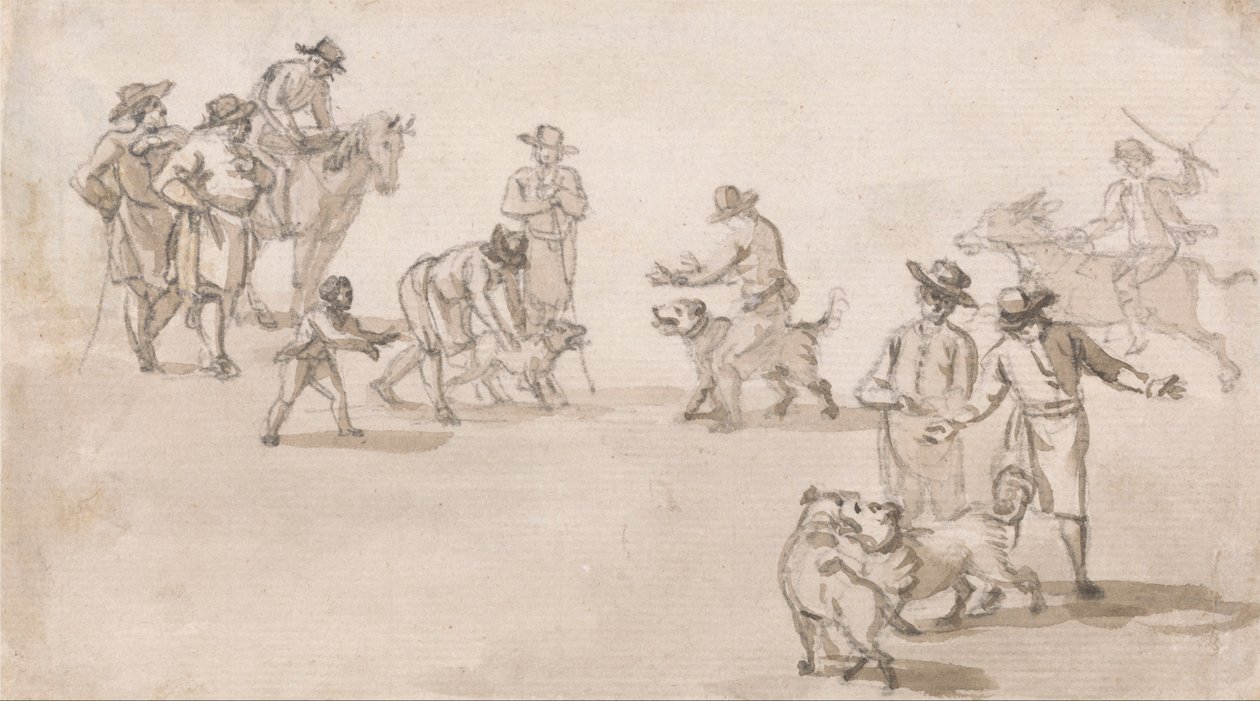 Grupo de figuras - um duelo de Paul Sandby
