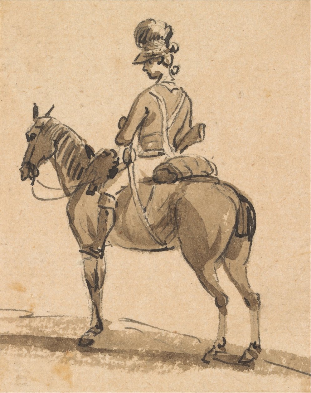 Dragão leve, montado, voltado para a esquerda de Paul Sandby