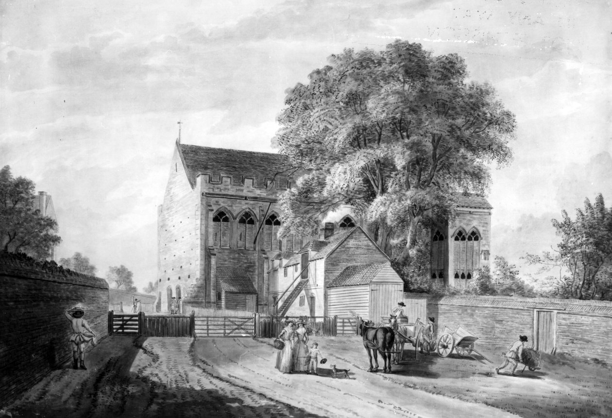 Vista Nordeste do Palácio do Rei João em Eltham em Kent, 1787 (gravura e aquatinta) de Paul Sandby