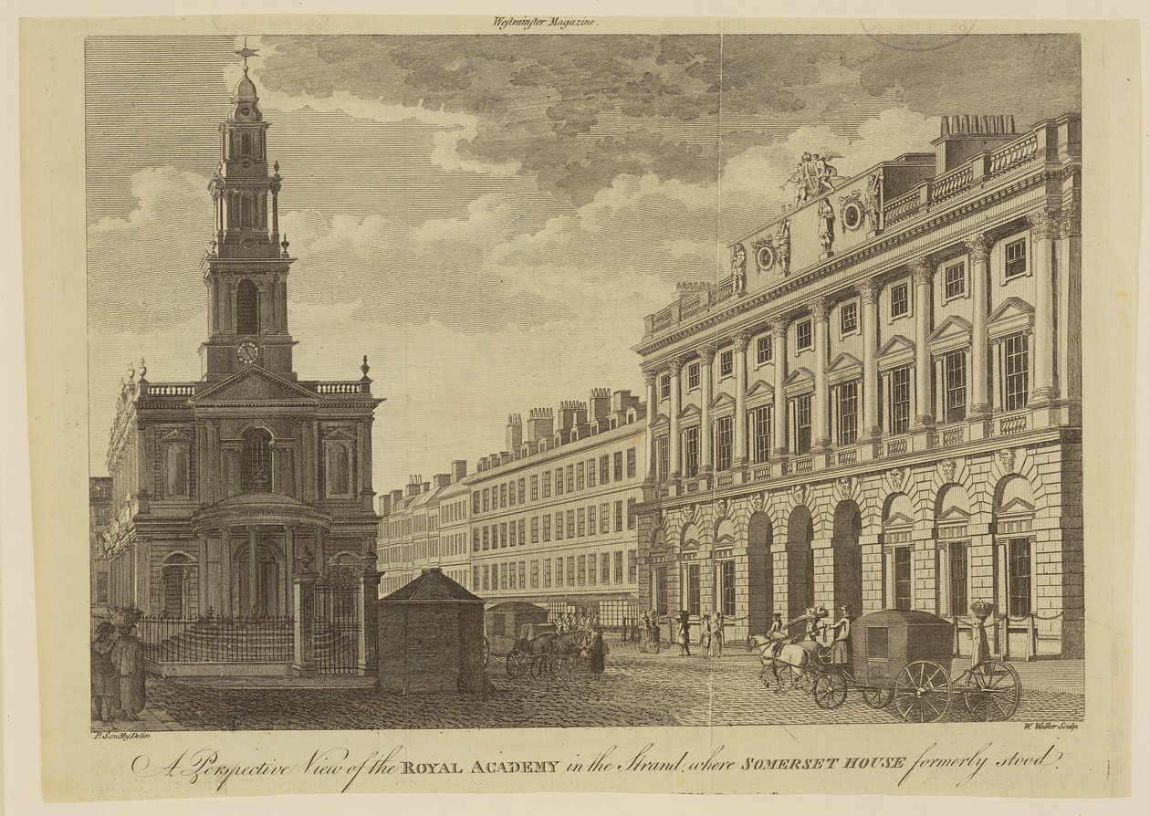Vista em perspectiva da Royal Academy of Arts, gravado por W. Walker (fl.1775-92) 1795 de Paul Sandby