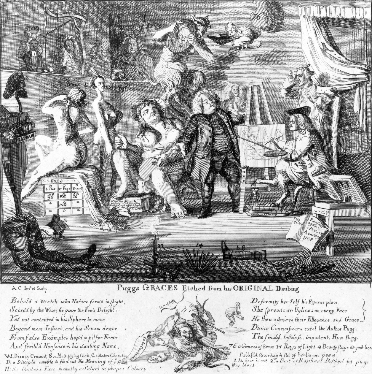 Puggs Graces gravado a partir de seus desenhos originais, 1753 de Paul Sandby