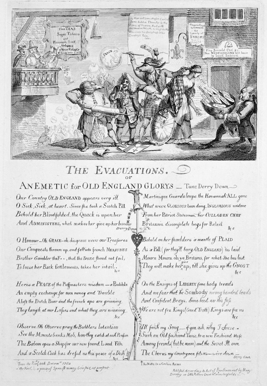 As Evacuações ou Um Emético para a Velha Inglaterra Glorys, 1762 de Paul Sandby