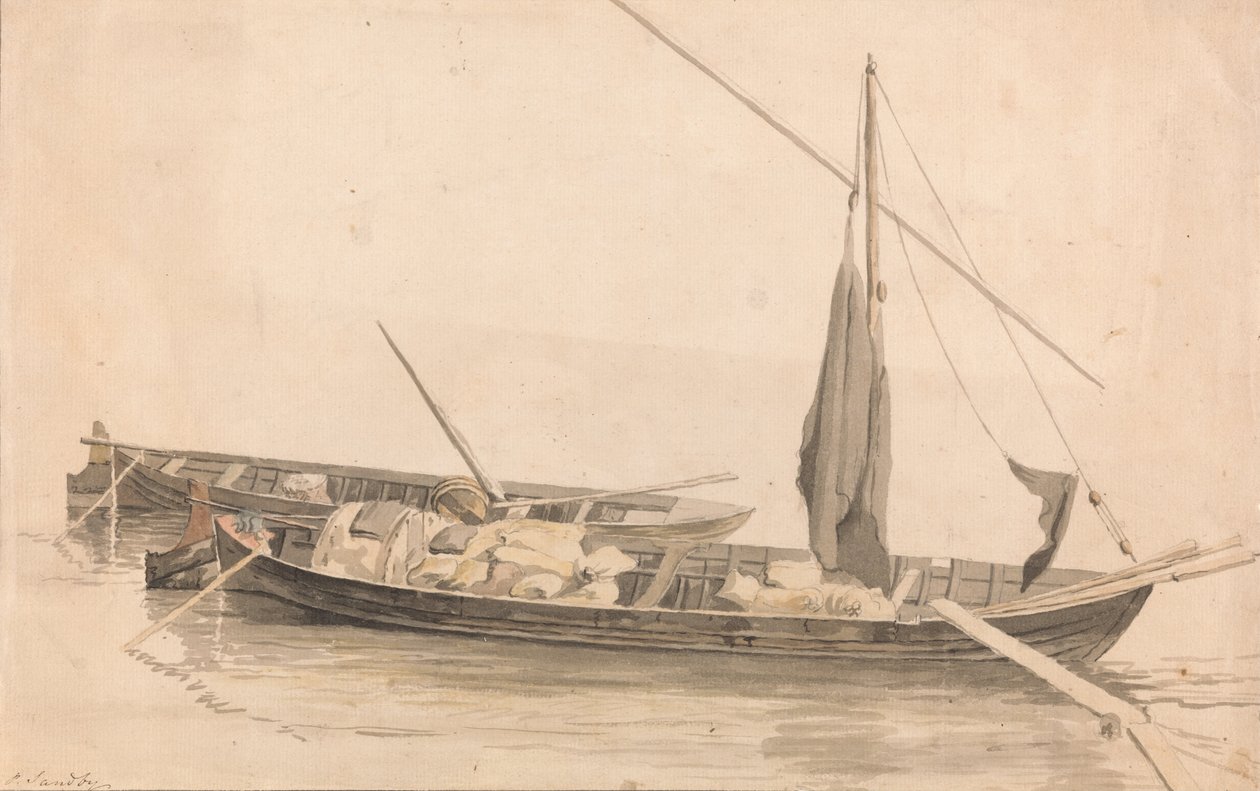 Dois, barcos, âncora de Paul Sandby