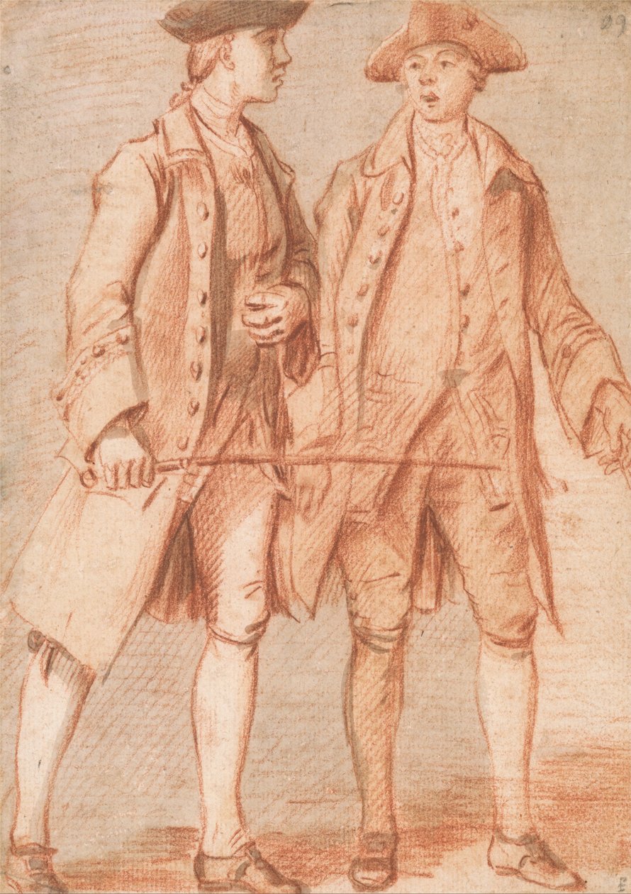 Dois homens, um, segurando, um, chicote de Paul Sandby