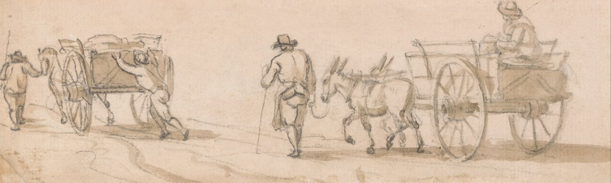 Carrinho de duas rodas e figuras de Paul Sandby