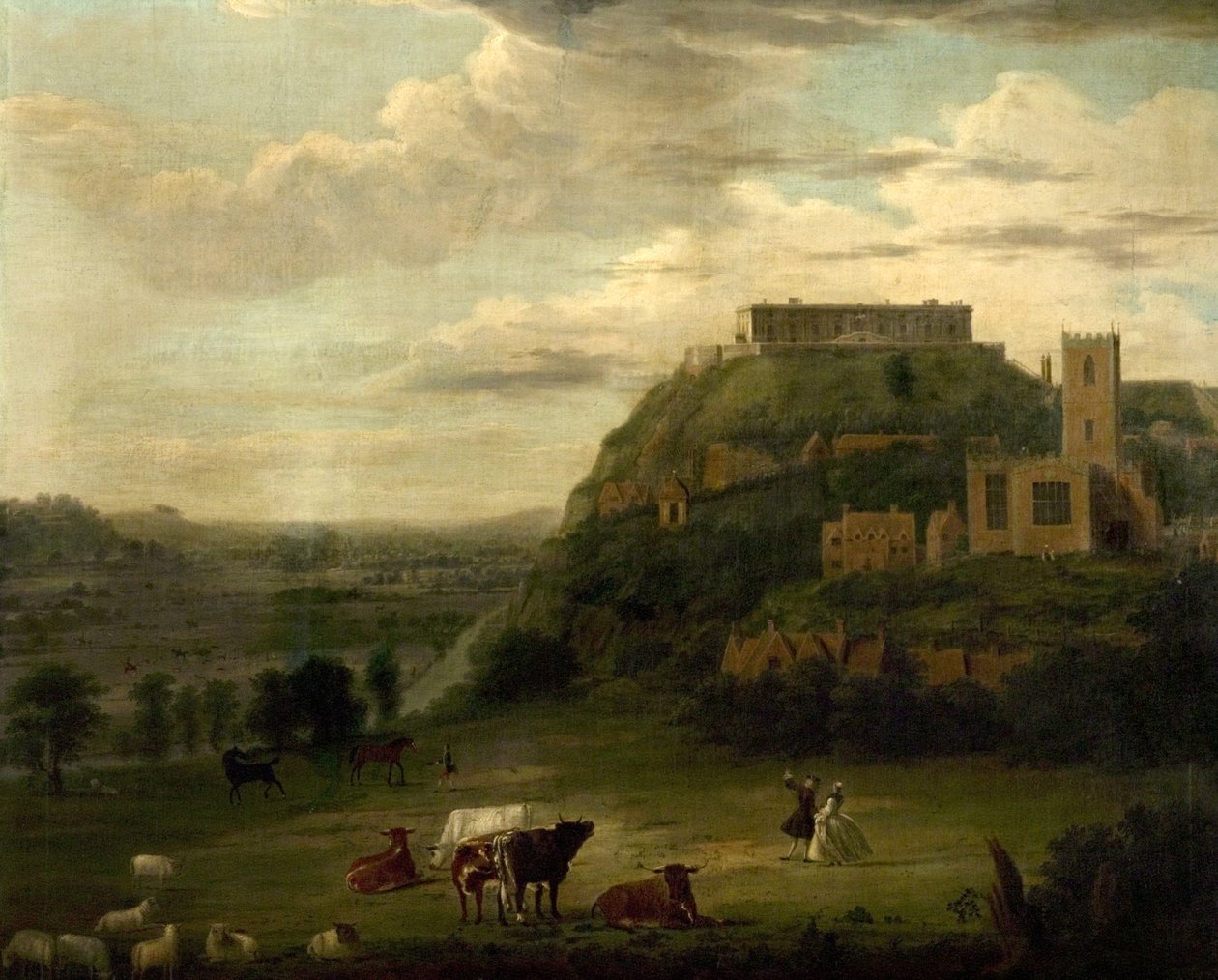 Vista, de, nottingham, castelo, com, st. Nicholas, "Church, e, casas, c.1742-50 de Paul Sandby
