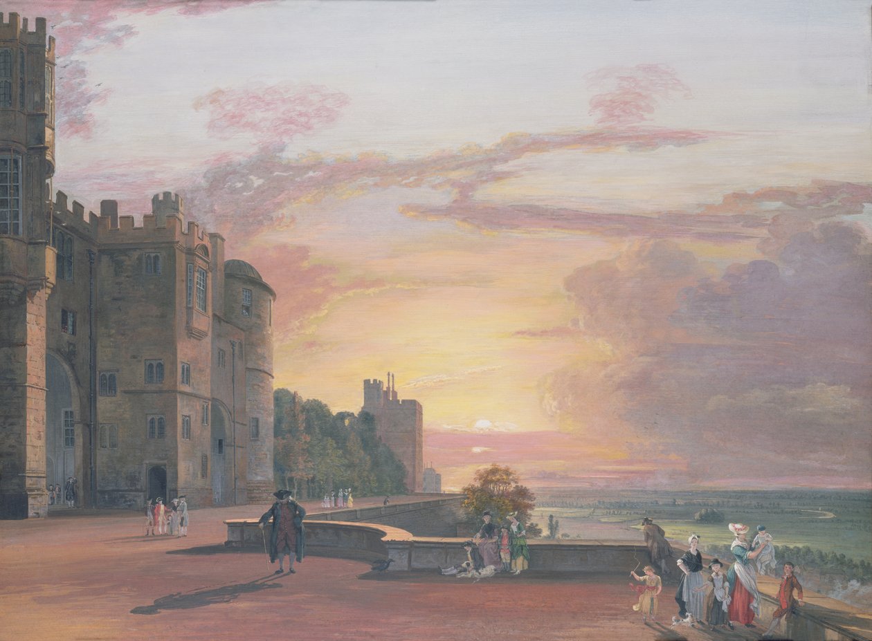 Castelo de Windsor: North Terrace, olhando para o oeste ao pôr do sol de Paul Sandby
