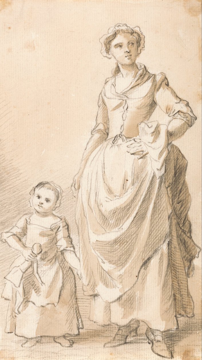 Mulher e criança segurando uma boneca de Paul Sandby