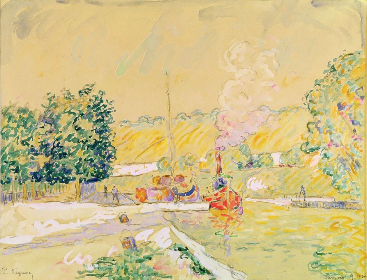 Bloqueio em Sannois, 1900 (aguarela sobre papel) de Paul Signac