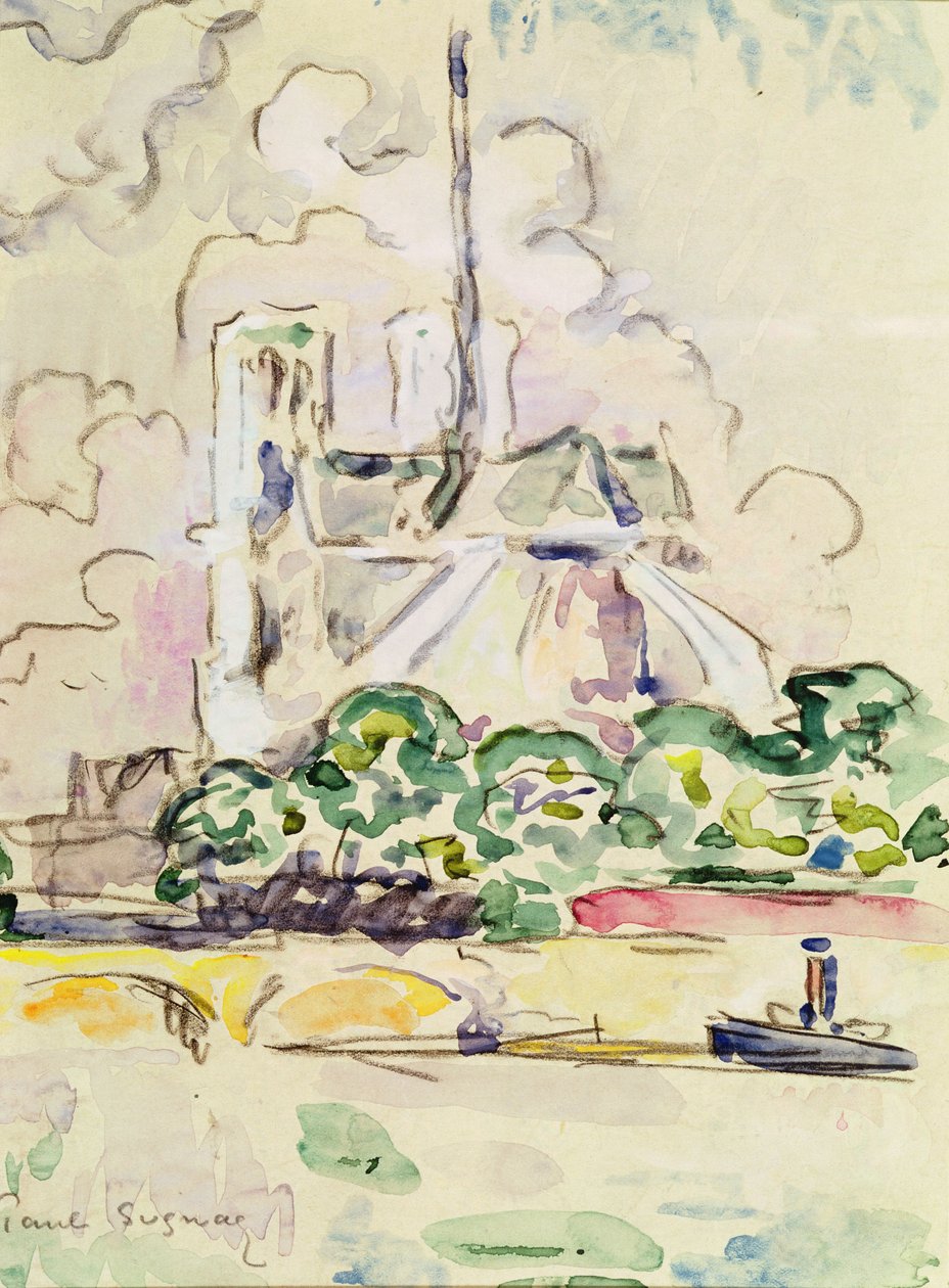 Notre-Dame, 1925 (lápis e papel higiênico) de Paul Signac