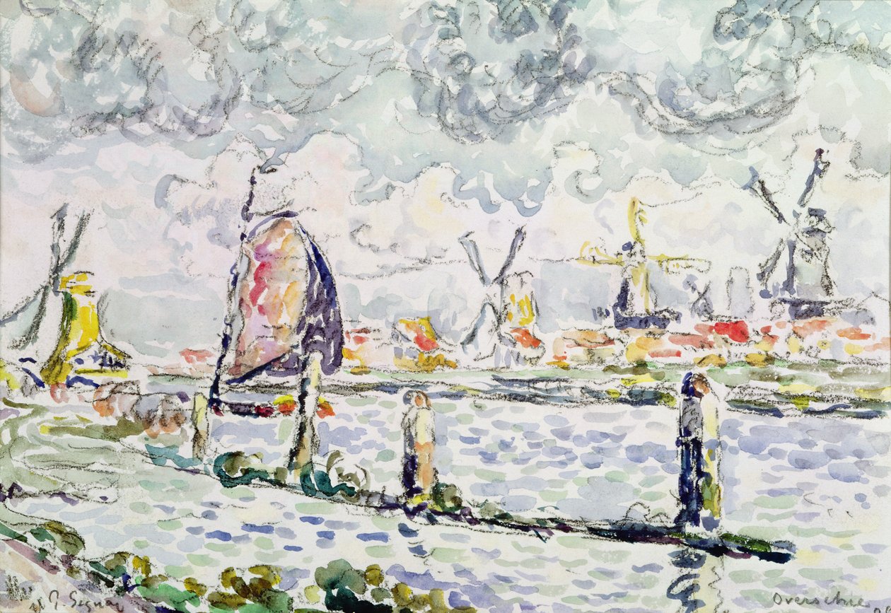 Overschie, 1906 (lápis e papel higiênico) de Paul Signac