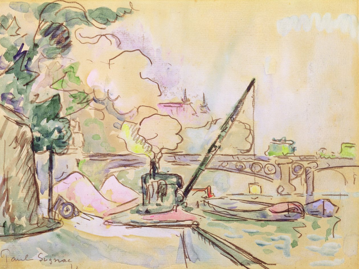 Pont du Louvre, 1928 (aguarela sobre papel) de Paul Signac