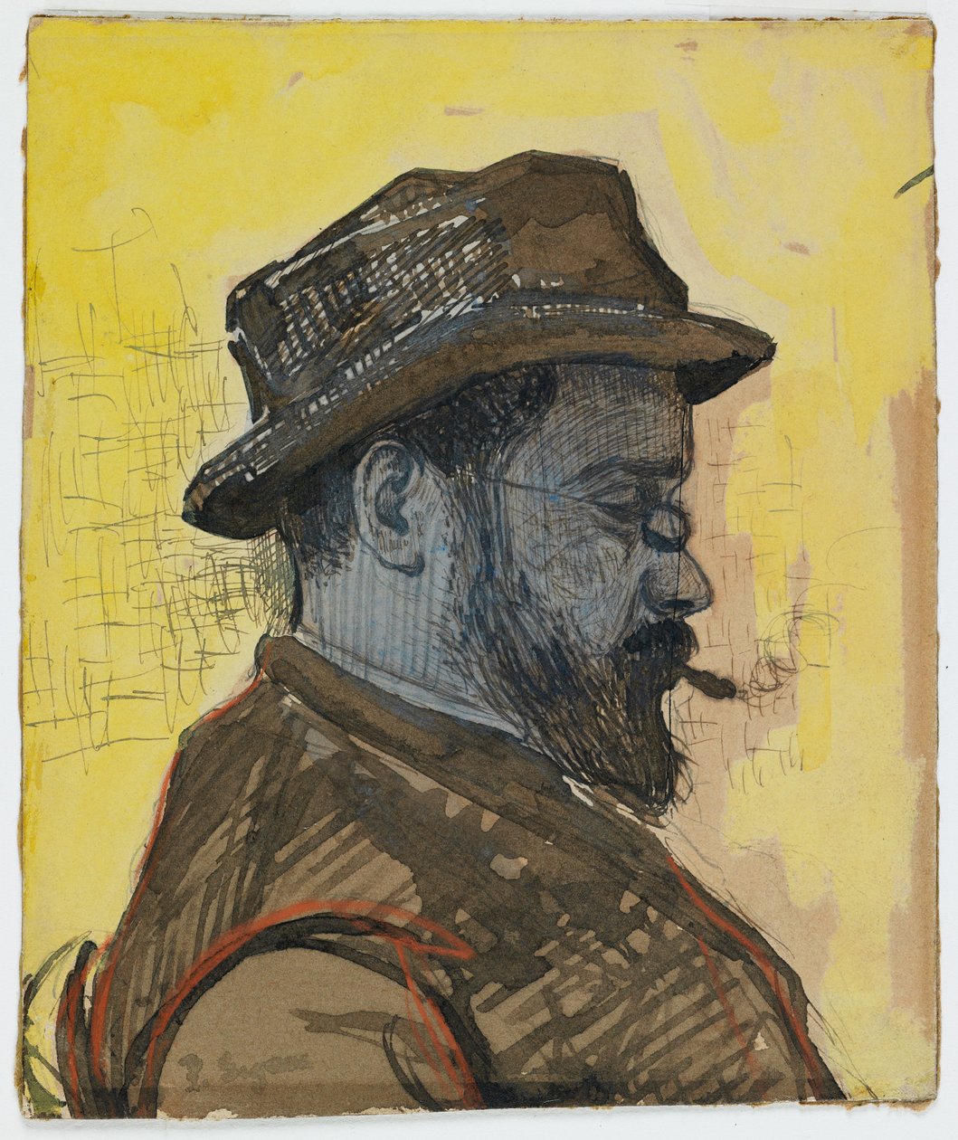 Retrato de Maximilien Luce, c.1890 (wc e guache sobre papel) de Paul Signac