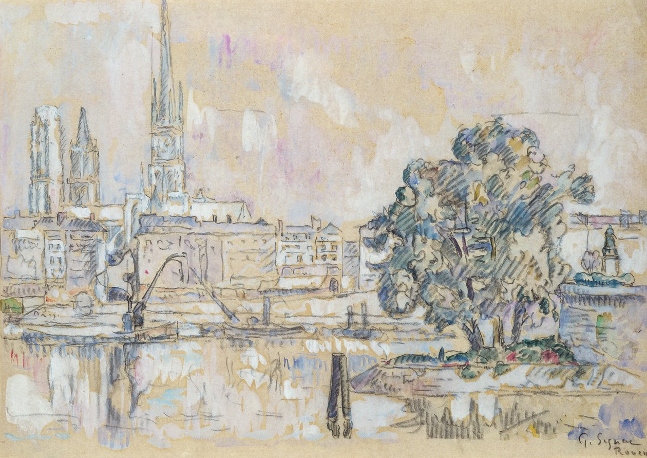 Catedral de Rouen (carvão e wc no papel) de Paul Signac