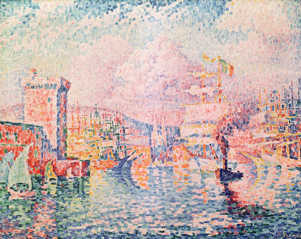 A Torre Vermelha (entrada do Porto de Marselha), 1913 de Paul Signac