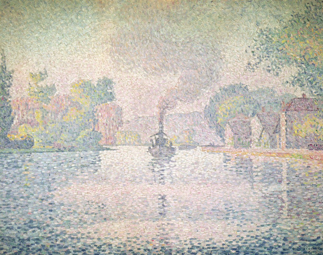 O Sena em Sannois, o rebocador Hirondelle, 1901 de Paul Signac