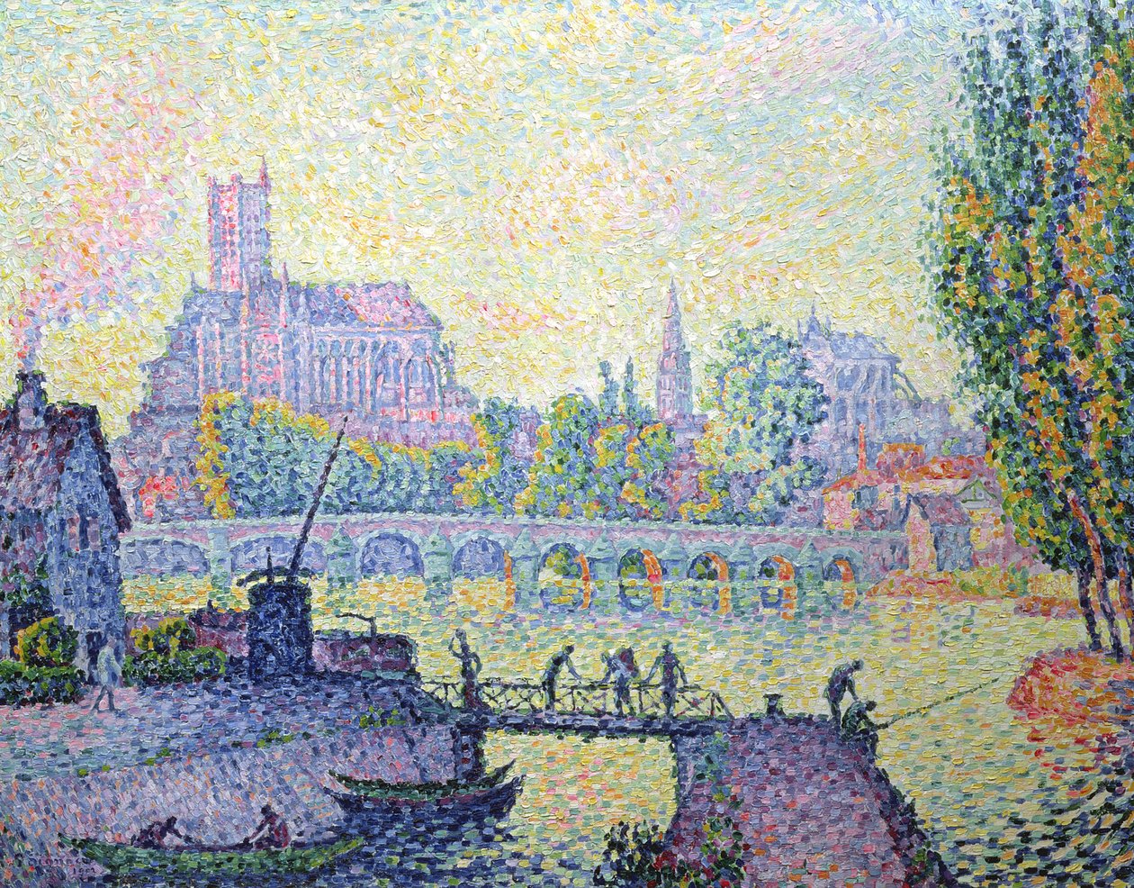Vista da ponte de Auxerre, 1902 de Paul Signac