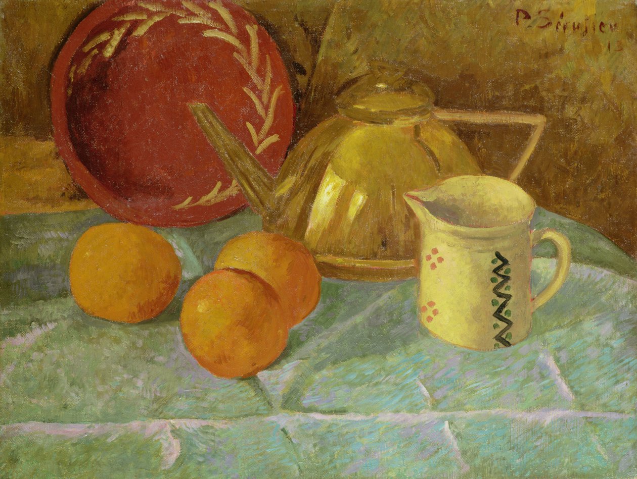 Natureza morta com frutas e um jarro ou sincronização em amarelo, 1913 de Paul Sérusier