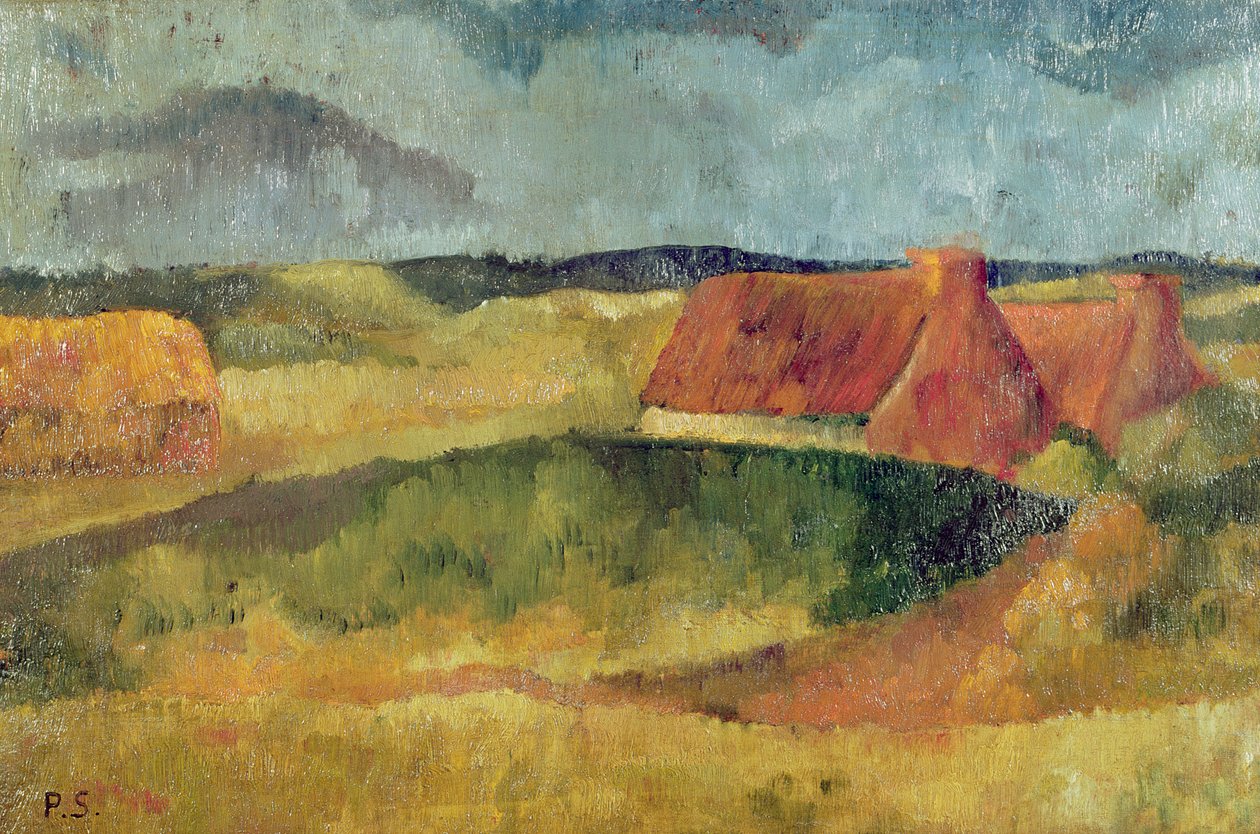 Casas de colmo em Pouldu, 1894 de Paul Sérusier