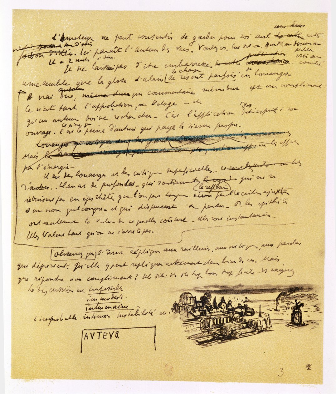 Página de rascunho do &39;Le Cimetiere Marin&39; (caneta e tinta no papel) de Paul Valery