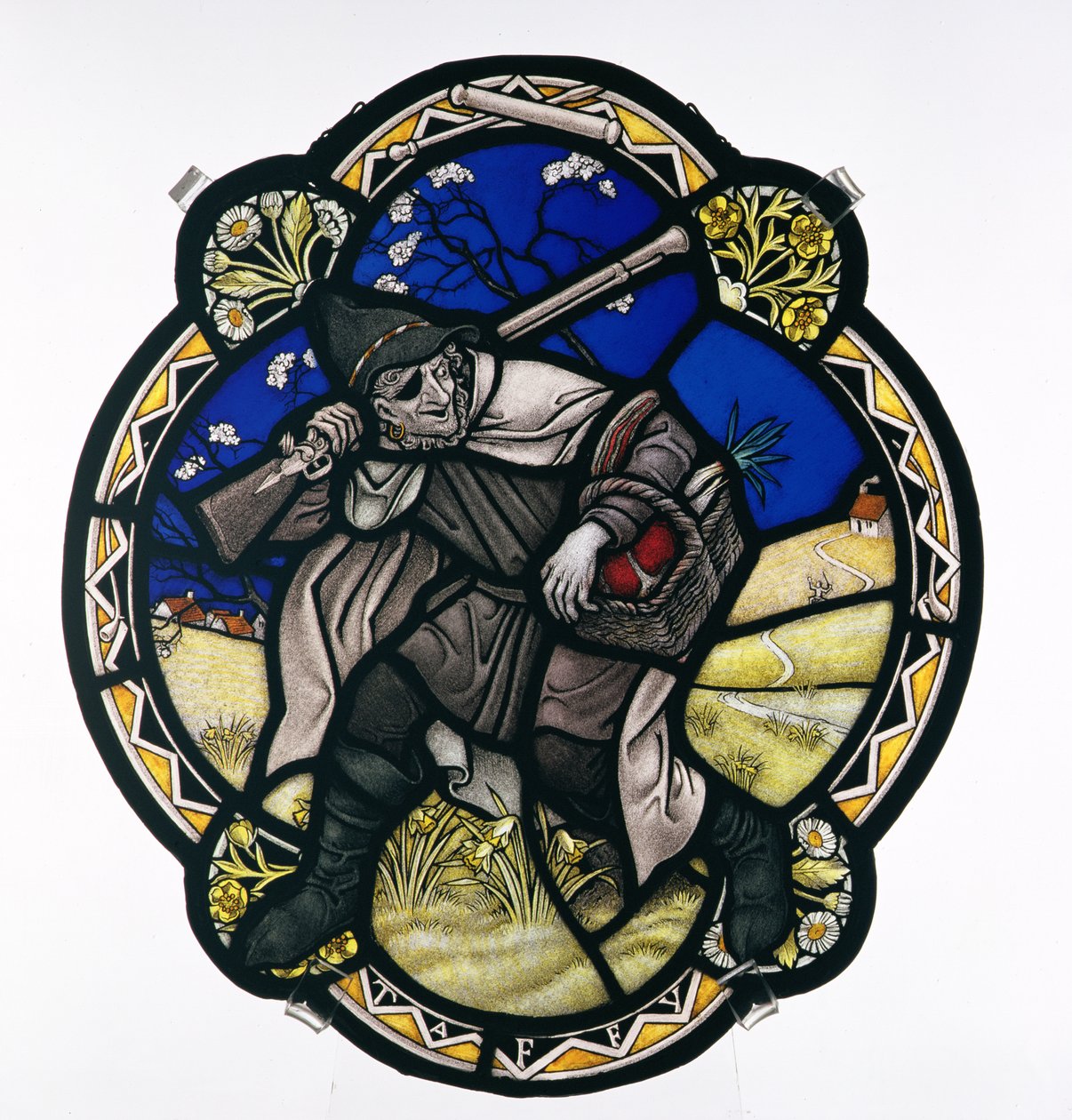 Taffy era um galês, painel de vidro pintado, c.1930-37 de Paul Vincent Woodroffe
