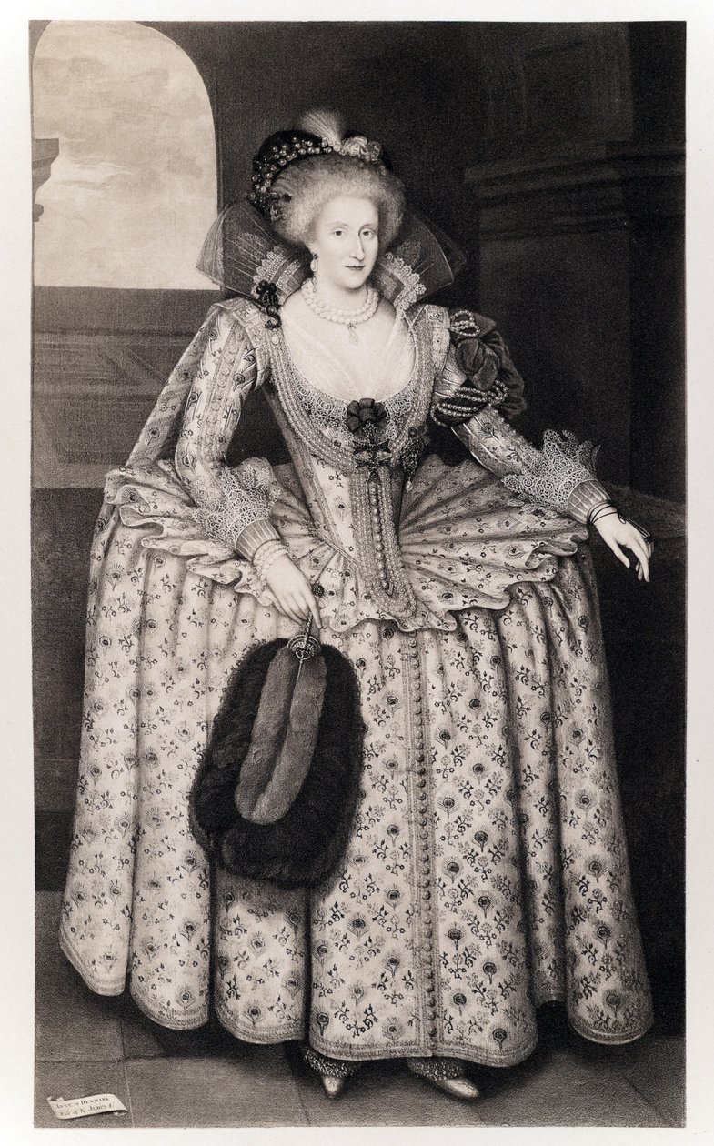 Rainha Ana da Dinamarca (1574-1619) de &39;James I and VI&39;, impresso por Manzi Joyant und Co. Paris, 1904 (collotype) de Paul van Somer