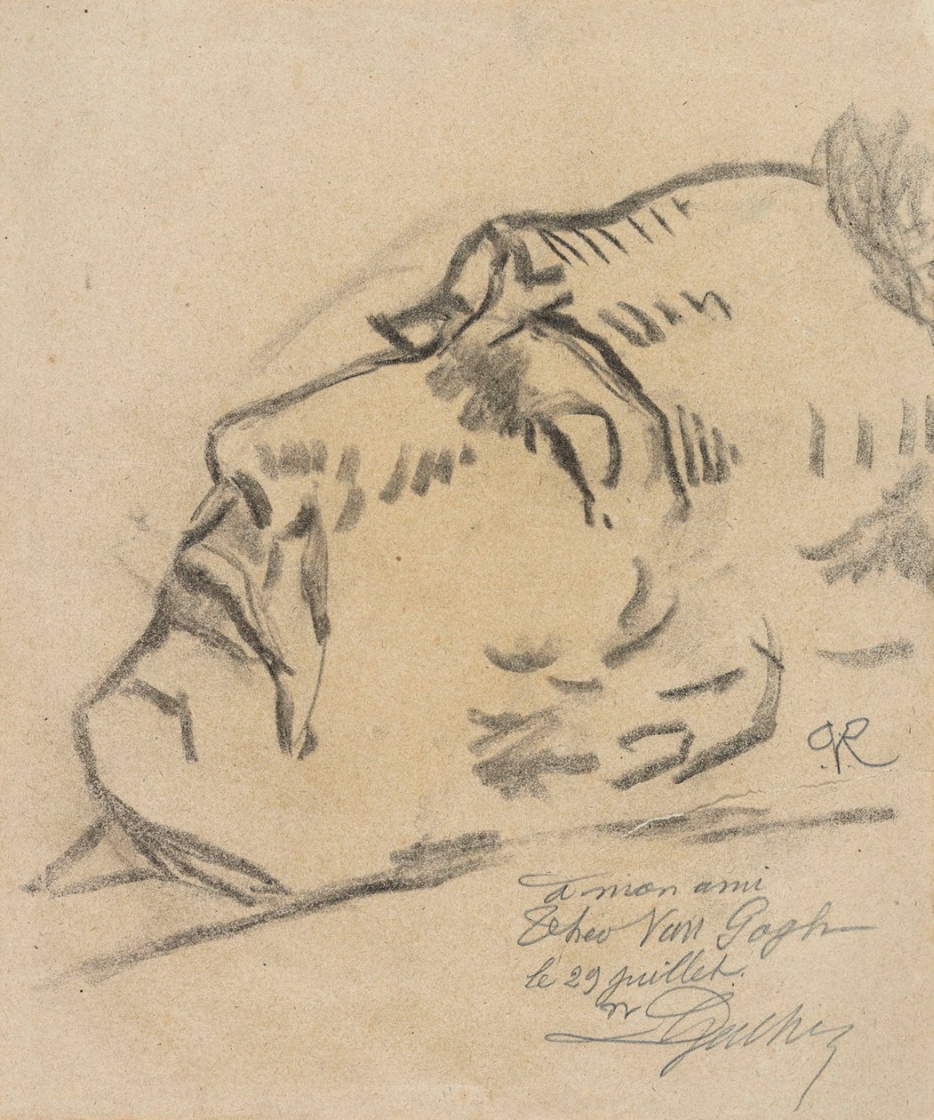 Vincent van Gogh (1853-1890) sur son lit de mort, dessin de Paul Ferdinand van Ryssel (pseudônimo de Paul Gachet) de Paul  Gachet