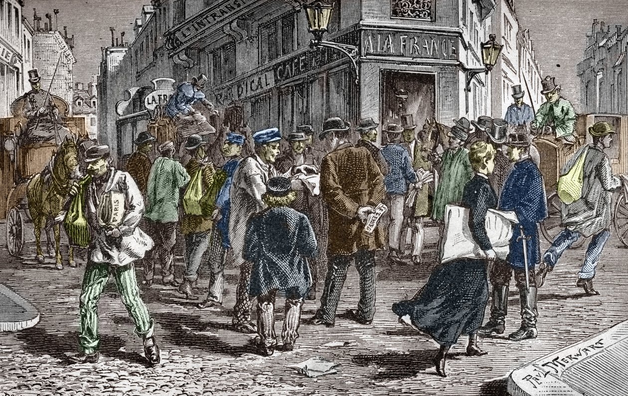 Vista da Rue du Croissant em Paris, sede de muitos jornais de Paul (after) Merwart
