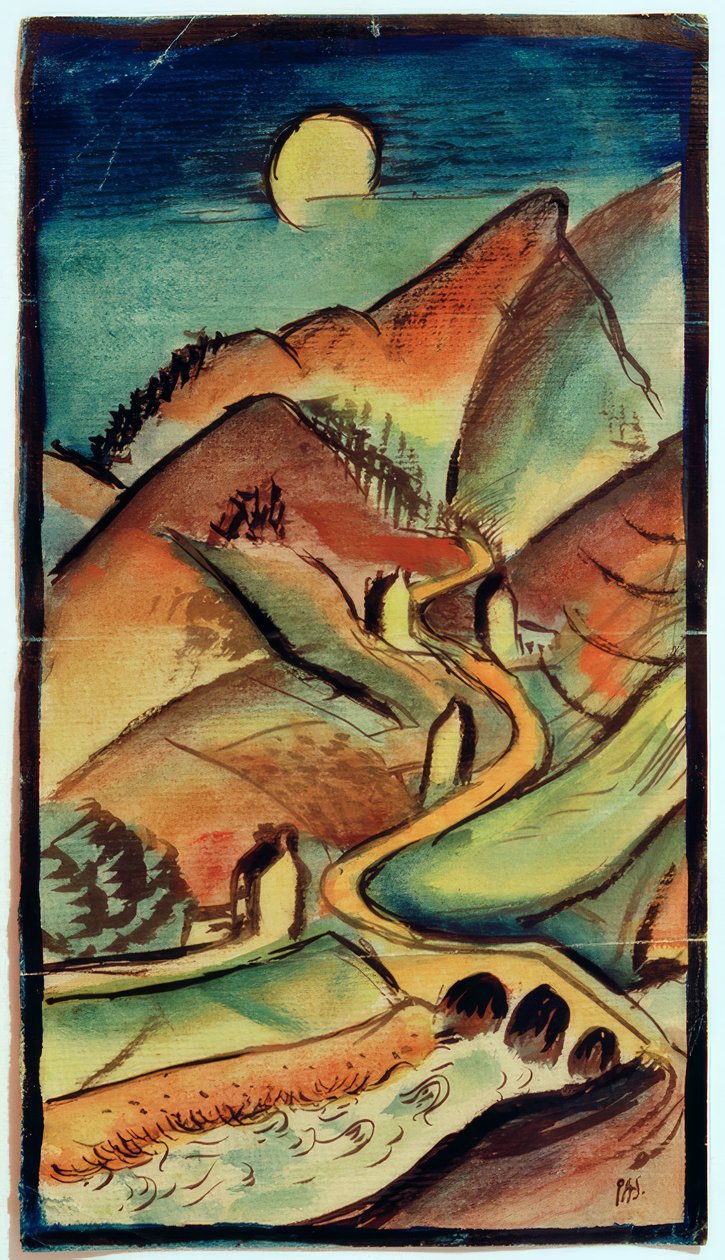 Paisagem de montanha noturna de Paul Adolf Seehaus