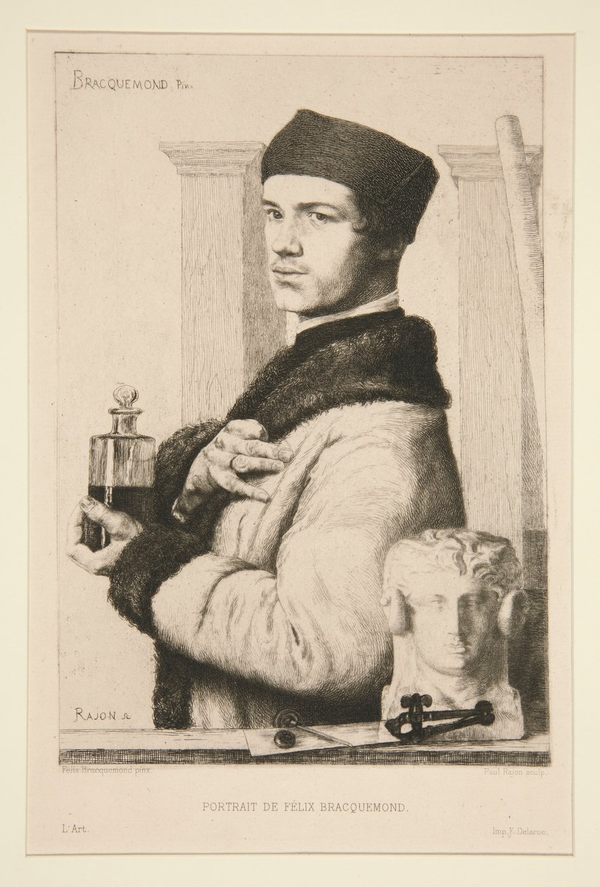 Retrato de Felix Bracquemond de Paul Adolphe Rajon