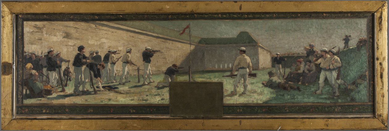 Esboço para a Câmara Municipal de Arcueil-Cachan: Le Tir, em 1888 (óleo sobre tela) de Paul Albert Baudouin