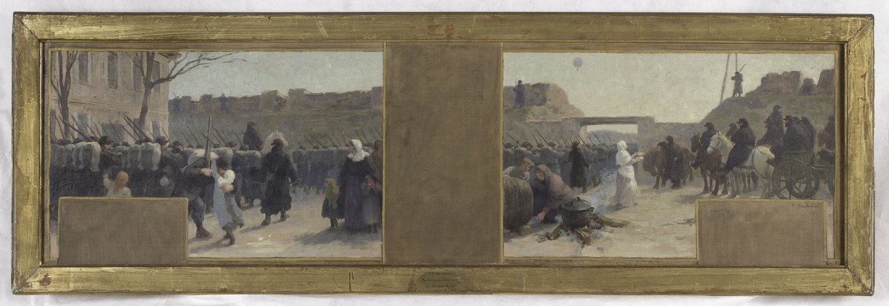 Esboço do gabinete do prefeito no Hôtel de Ville: Saída das tropas durante o cerco de Paris em 1870 de Paul Albert Baudouin