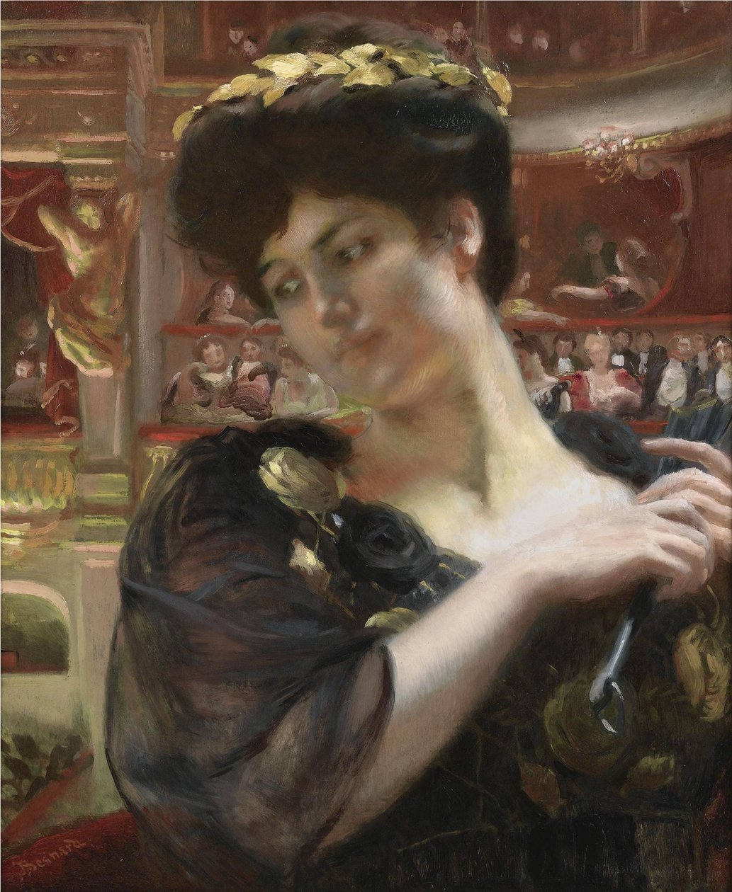 A Comédie-Française. Retrato da atriz Gabrielle Réjane 1856-1920 de Paul Albert Besnard