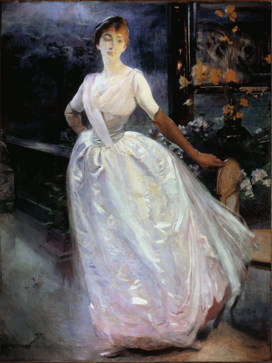 Retrato de Madame Roger Jourdain - Óleo sobre tela de Paul Albert Besnard