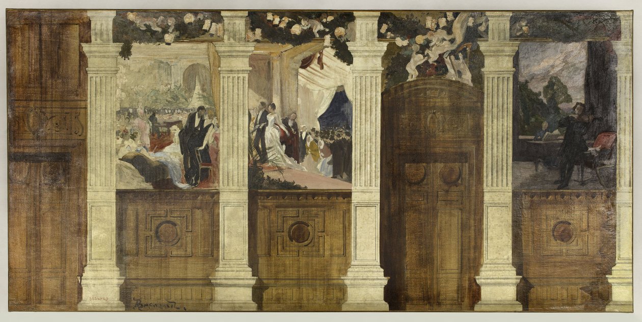 Esboço para a Câmara Municipal do 4º distrito: Le Bal à la ville ou La Fête mondaine de Paul Albert Besnard