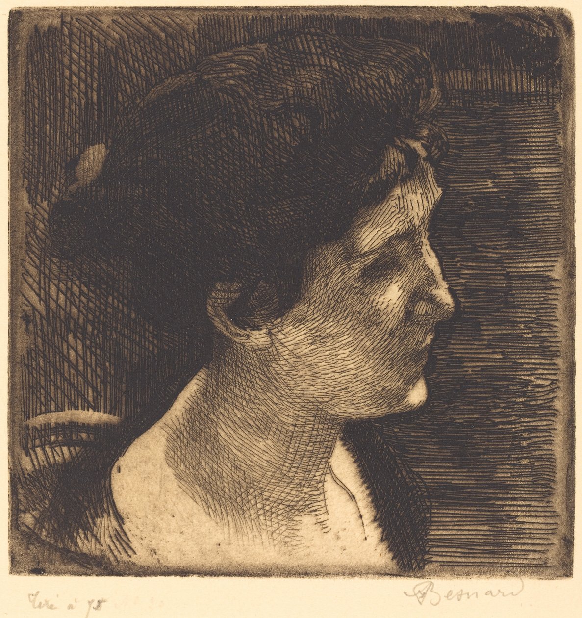 Mulher em Perfil Completo Grand profil de femme, 1892. de Paul Albert Besnard