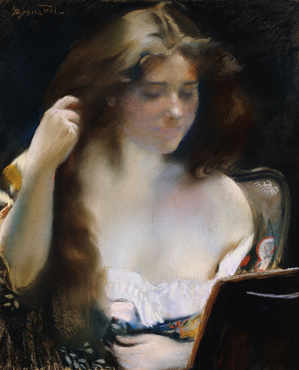 Jovem mulher no banheiro; Jovem mulher tem seu banheiro, de Paul Albert Besnard