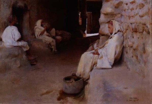 Árabes Descansando em um beco de Paul Alexander Alfred Leroy