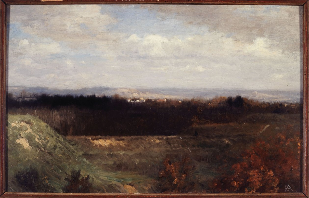 Vista do Bois de Boulogne a partir do Boulevard Suchet, ca. 1860 (óleo sobre tela) de Paul Alfred de Curzon